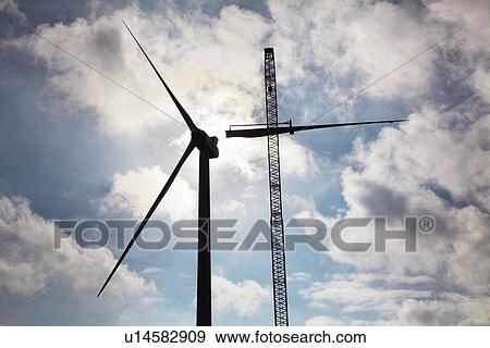 Wind turbine being erected View Large Photo Image Stock Photo - Wind turbine being erected. Fotosearch