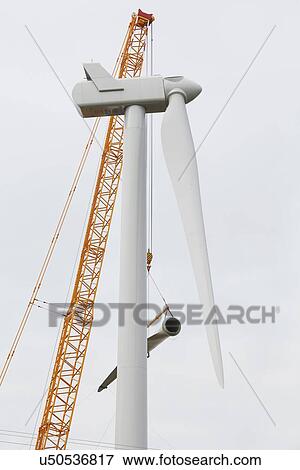 Wind turbine being erected View Large Photo Image Stock Photo - Wind turbine being erected. Fotosearch
