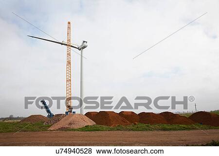 Wind turbine being erected View Large Photo Image Stock Photo - Wind turbine being erected. Fotosearch