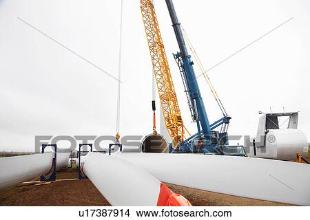 Wind turbines being erected View Large Photo Image Picture - Wind turbines being erected. Fotosearch