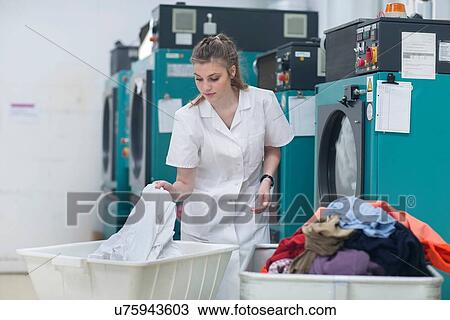 Woman working in laundry View Large Photo Image Stock Image - Woman working in laundry. Fotosearch