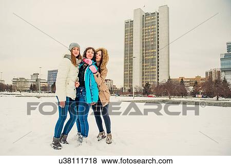 "Young women in snow, Russia" View Large Photo Image Stock Photo - "Young women in snow, Russia". Fotosearch