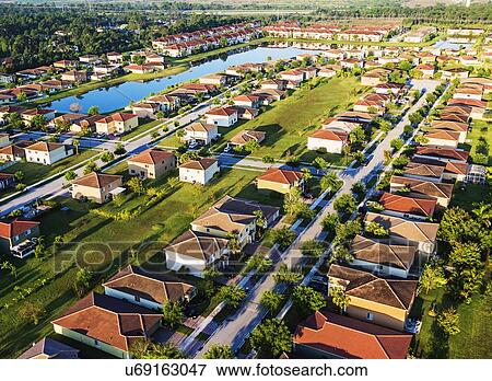 Aerial view of suburbs View Large Photo Image Stock Photo - Aerial view of suburbs. Fotosearch