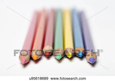 Close-up of colored pencils View Large Photo Image Stock Photo - Close-up of colored pencils. Fotosearch