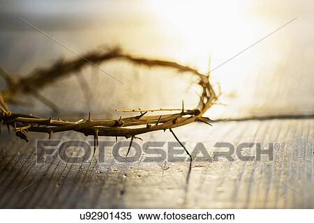 Stock Photography - Close up of crown of thorns on table. Fotosearch
