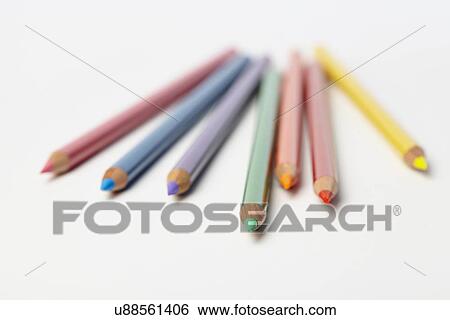 Colored pencils on white background View Large Photo Image Stock Photograph - Colored pencils on white background. Fotosearch
