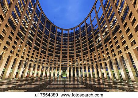 European Parliament building illuminated at dusk View Large Photo Image Stock Photo - European Parliament building illuminated at dusk. Fotosearch