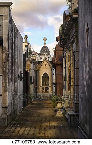 Stock Image - Evening light in Recoleta Cemetery. Fotosearch