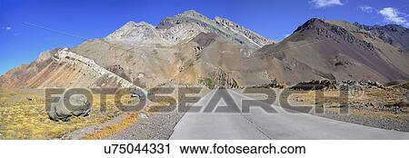 Panoramic view of road in Andes Mountains View Large Photo Image Stock Image - Panoramic view of road in Andes Mountains. Fotosearch