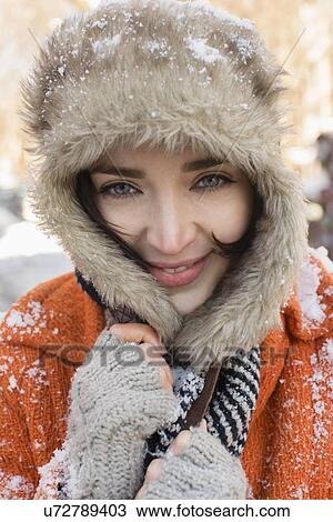 Portrait of woman in winter View Large Photo Image Stock Image - Portrait of woman in winter. Fotosearch