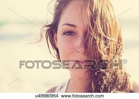 Portrait of woman on beach View Large Photo Image Picture - Portrait of woman on beach. Fotosearch