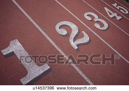 Stock Photograph - Red running truck with white numbers. Fotosearch