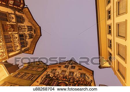 Picture - Sternenplatz buildings against dusk sky. Fotosearch