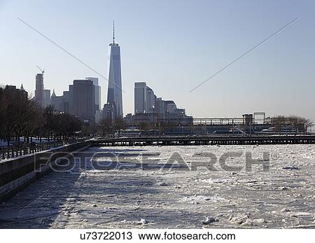 Stock Image - View of Freedom Tower from promenade. Fotosearch
