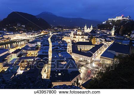 View of Salzburg Panorama at night View Large Photo Image Stock Image - View of Salzburg Panorama at night. Fotosearch