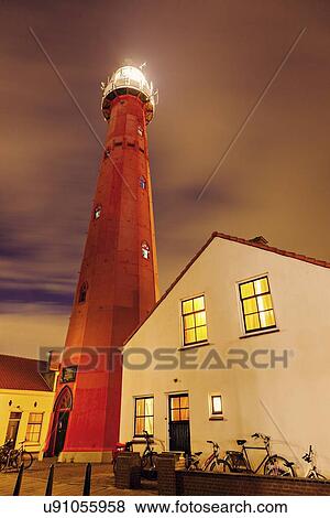 View of Scheveningen Lighthouse at sunset View Large Photo Image Stock Photo - View of Scheveningen Lighthouse at sunset. Fotosearch