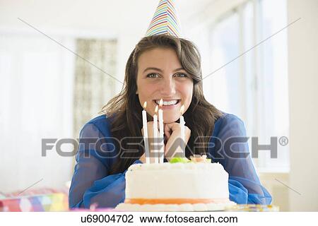 Woman and birthday cake View Large Photo Image Stock Image - Woman and birthday cake. Fotosearch