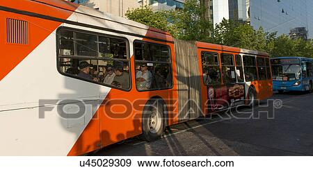 Stock Photo - "Bus on the street, Santiago, Santiago Metropolitan Region, Chile". Fotosearch