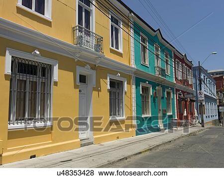 "Colorful Houses along a street, Valparaiso, Chile" View Large Photo Image Stock Photo - "Colorful Houses along a street, Valparaiso, Chile". Fotosearch