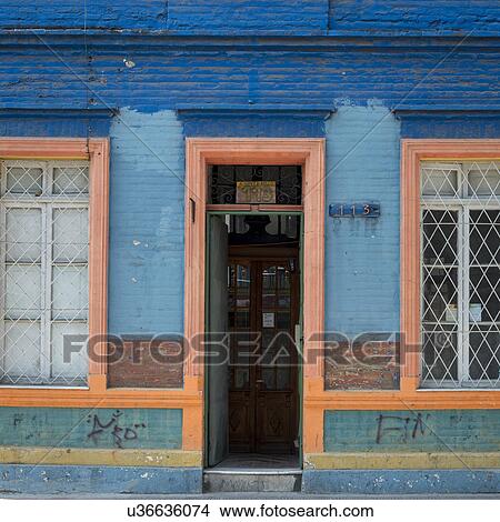 Picture - "Facade of a house, Calle Antonia Lopez de Bello, Santiago, Santiago Metropolitan Region, Chile". Fotosearch