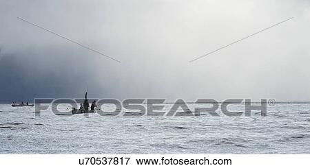 Stock Photo - "Fishing boats in the Pacific Ocean, Skeena-Queen Charlotte Regional District, Haida Gwaii, Graham Island, British Columbia, Canada". Fotosearch