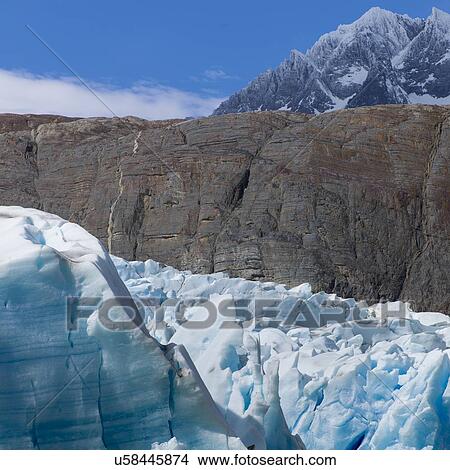 Picture - "Grey Glacier, Grey Lake, Torres del Paine National Park, Patagonia, Chile". Fotosearch
