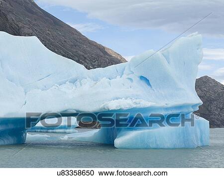 Stock Image - "Grey Glacier, Grey Lake, Torres del Paine National Park, Patagonia, Chile". Fotosearch