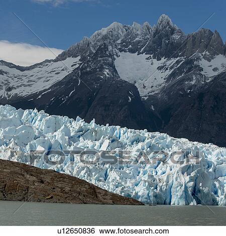 Stock Photograph - "Grey Glacier, Grey Lake, Torres del Paine National Park, Patagonia, Chile". Fotosearch