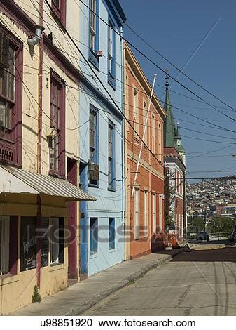 "Houses along a street, Valparaiso, Chile" View Large Photo Image Stock Image - "Houses along a street, Valparaiso, Chile". Fotosearch