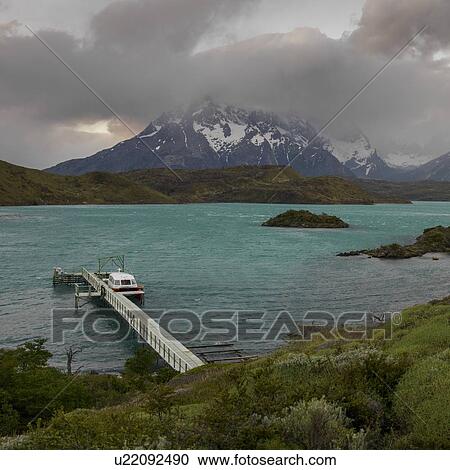 Stock Image - "Lake Pehoe, Torres del Paine National Park, Patagonia, Chile". Fotosearch