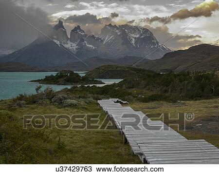 Stock Image - "Lake Pehoe, Torres del Paine National Park, Patagonia, Chile". Fotosearch
