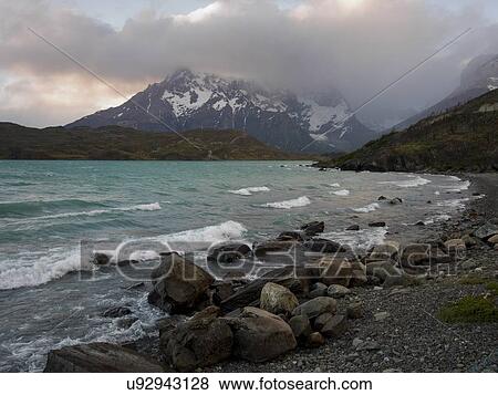Stock Photo - "Lake Pehoe, Torres del Paine National Park, Patagonia, Chile". Fotosearch