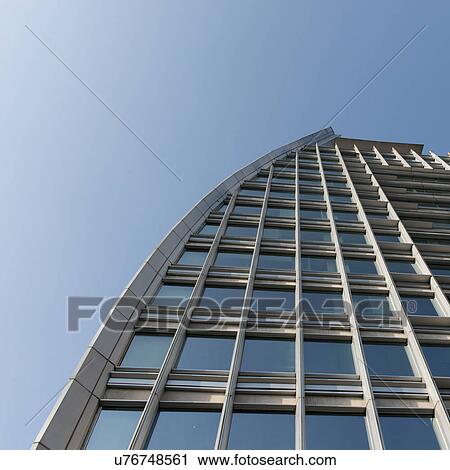 Stock Image - "Low angle view of a modern building, Santiago, Santiago Metropolitan Region, Chile". Fotosearch