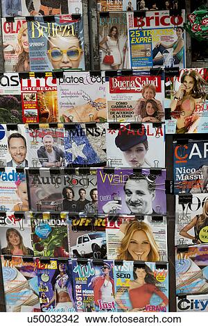 Stock Image - "Magazines for sale, Santiago, Santiago Metropolitan Region, Chile". Fotosearch