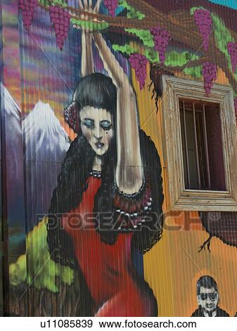 "Mural of a Female Dancer on exterior wall, Valparaiso, Chile" View Large Photo Image Stock Photo - "Mural of a Female Dancer on exterior wall, Valparaiso, Chile". Fotosearch