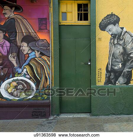 "Mural on house, Calle Antonia Lopez de Bello, Santiago, Santiago Metropolitan Region, Chile" View Large Photo Image Stock Photo - "Mural on house, Calle Antonia Lopez de Bello, Santiago, Santiago Metropolitan Region, Chile". Fotosearch