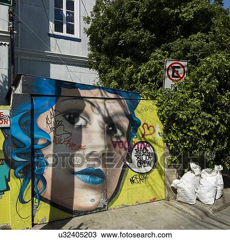 Stock Image - "Mural on house, Valparaiso, Chile". Fotosearch