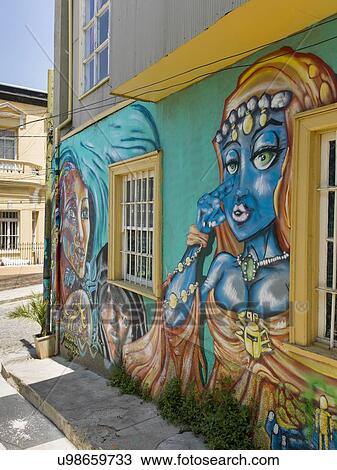 "Murals of female faces on exterior wall, Valparaiso, Chile" View Large Photo Image Stock Image - "Murals of female faces on exterior wall, Valparaiso, Chile". Fotosearch