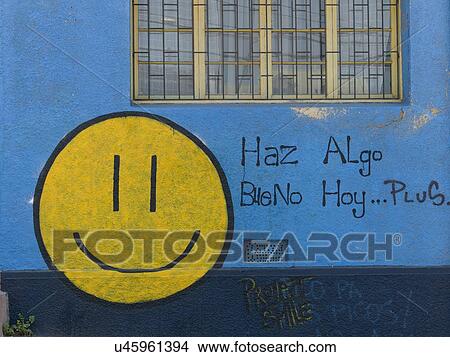 Picture - "Smiley face on wall, Valparaiso, Chile". Fotosearch