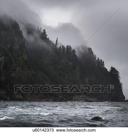Stock Image - "View of coastline, Skeena-Queen Charlotte Regional District, Haida Gwaii, Graham Island, British Columbia, Canada". Fotosearch