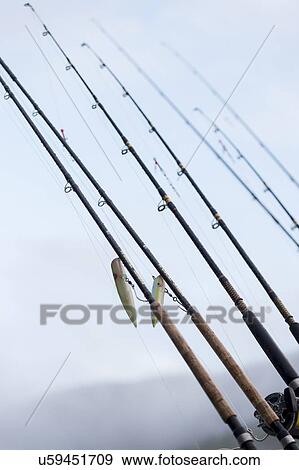 Stock Photo - "View of fishing rods, Skeena-Queen Charlotte Regional District, Haida Gwaii, Graham Island, British Columbia, Canada". Fotosearch