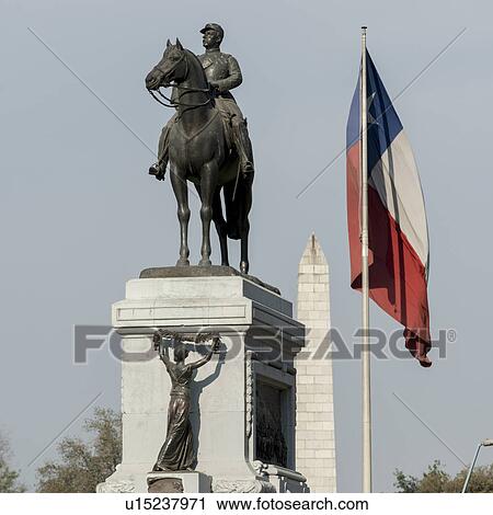 Stock Image - "View of the monumental statue, Santiago, Santiago Metropolitan Region, Chile". Fotosearch