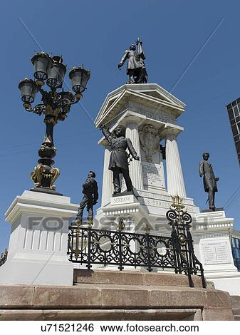 Stock Photograph - "View of the monumental statue, Valparaiso, Chile". Fotosearch