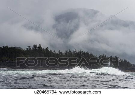 Picture - "Waves in the Pacific Ocean, Skeena-Queen Charlotte Regional District, Haida Gwaii, Graham Island, British Columbia, Canada". Fotosearch