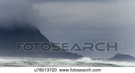Stock Image - "Waves in the Pacific Ocean, Skeena-Queen Charlotte Regional District, Haida Gwaii, Graham Island, British Columbia, Canada". Fotosearch