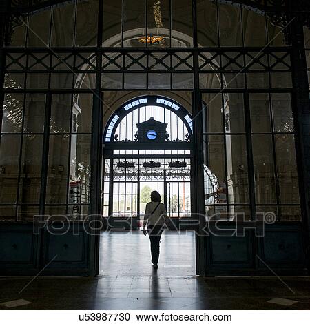 Stock Image - "Woman at Centro Cultural Estacion Mapocho, Santiago, Santiago Metropolitan Region, Chile". Fotosearch