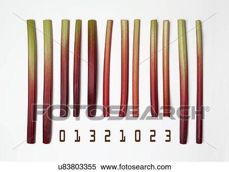 Stock Photography - Barcode made with rhubarb sticks. Fotosearch