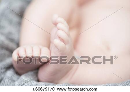Stock Image - Close up of baby's toes. Fotosearch