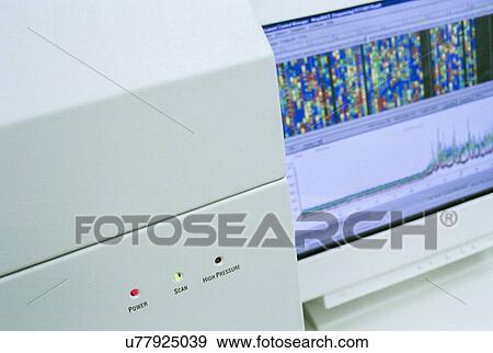 Close up of genetic mapping machine in laboratory View Large Photo Image Stock Photo - Close up of genetic mapping machine in laboratory. Fotosearch