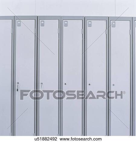 Stock Image - Detail of lockers in laboratory. Fotosearch